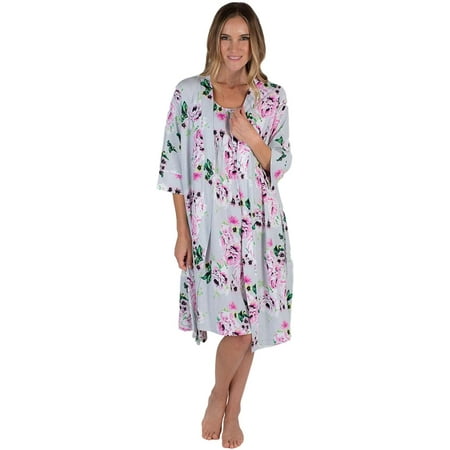 

Baby Be Mine Maternity/Nursing Sleeveless Nightgown & Delivery Robe Set Nursing Gown Maternity Gown Night Gown For Women With Maternity Robe Set