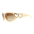 thumbnail image 6 of Womens Diva Wrap Around Double Heart Jewel Hinge Plastic Fashion Sunglasses Peach - Brown, 6 of 7