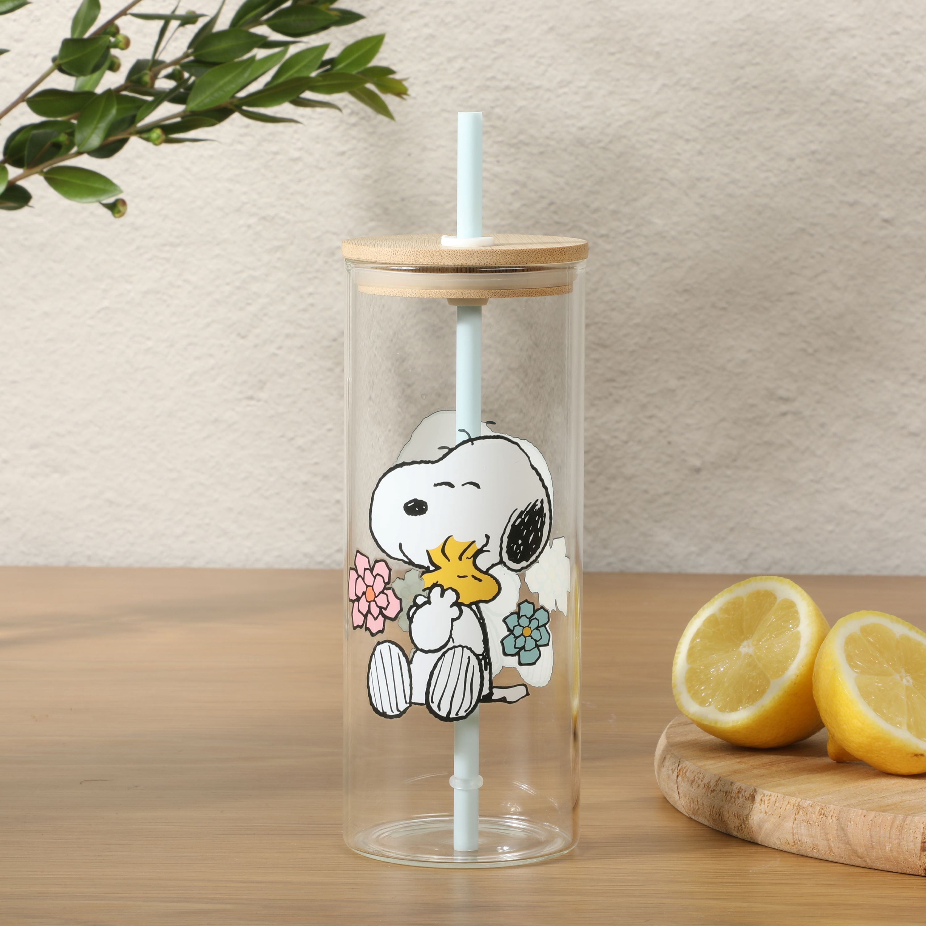 Peanuts Snoopy 22oz Glass Sipper Hug Cup