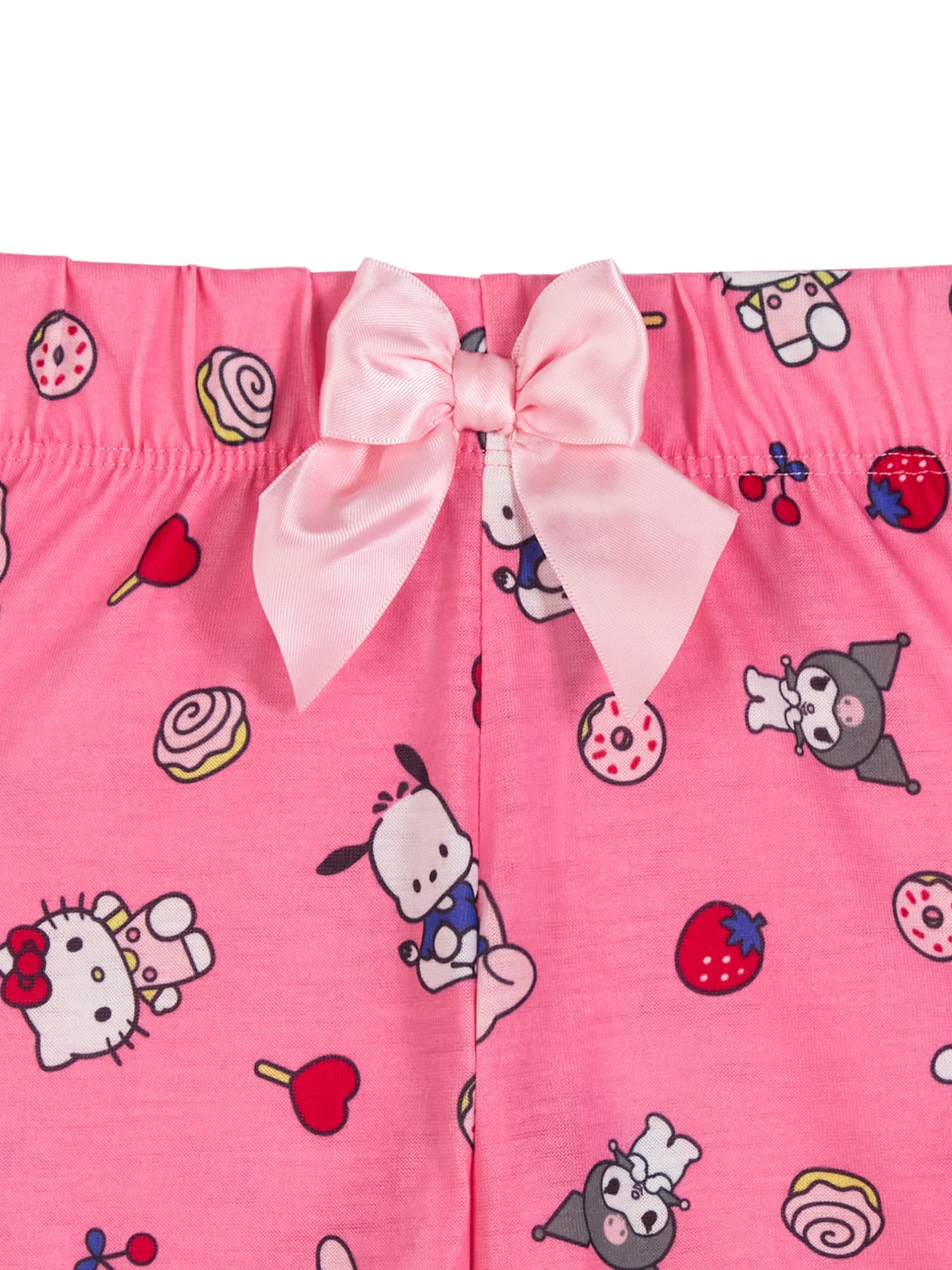 Hello Kitty x Wonder Nation Girls Short Sleeve Top and Sleep Pants Pajama Set, 2-Piece, Sizes 4-18