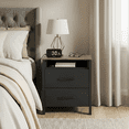 thumbnail image 6 of STYLIVIA 2-Drawer Nightstand for Adults, Black & Knotty Oak, Wood, 20.9" W x 15.7" D x 22.7" H, with Open Shelf, 6 of 17