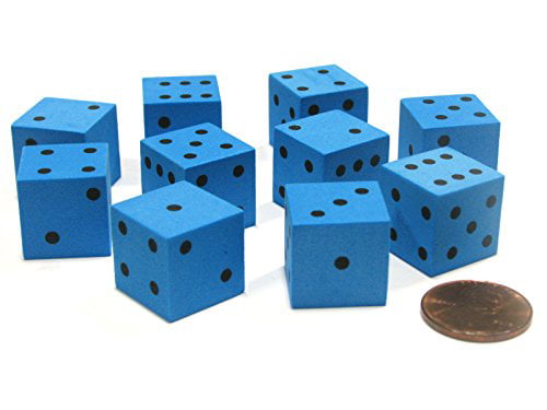 Green with Black Spots Set of 10 D6 16mm Foam Dice with Square Corners 