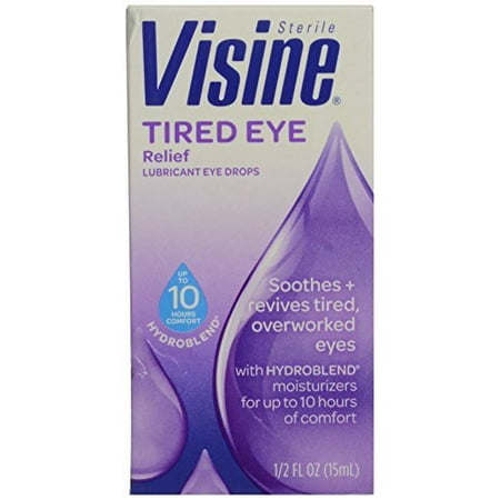 2 Pack Visine Tired Eye Relief Sterile Lubricant Eye Drops 0.5 Oz