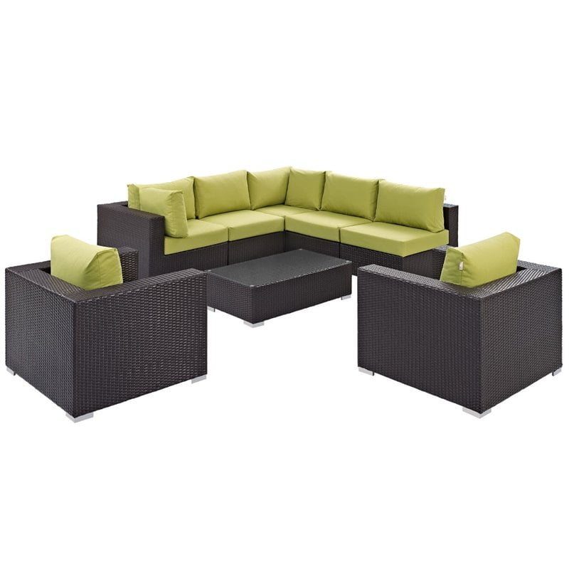 Hawthorne Collection 8 Piece Patio Sofa Set in Espresso