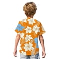 thumbnail image 5 of Abcomgle Hawaii Shirts for Boys Cartoon Floral Print Beach Shirts for Boys Button Down Short Sleeve Cruise Spring Shirts for Boys,Saffron,5-6Years, 5 of 5