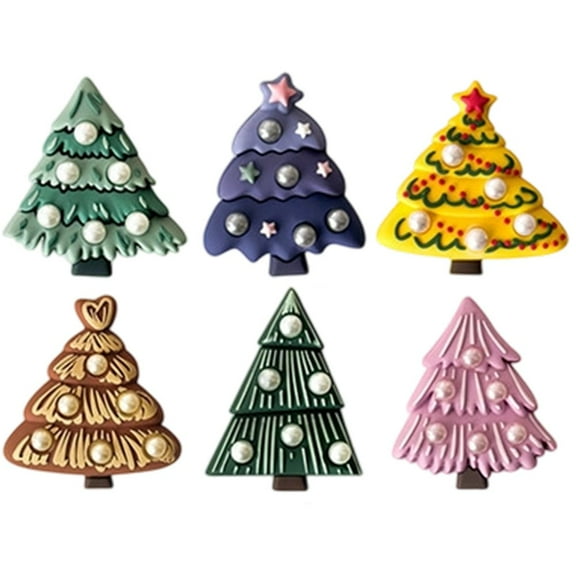 6pcs Christmas Tree Fridge Magnets, Xmas Magnetic Decorations for Home Holiday Decor