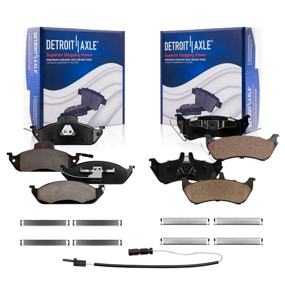 Detroit Axle - Front and Rear Ceramic Brake Pads w/Hardware for 1998-2003 Mercedes-Benz ML320/ 2003 2004 2005 ML350/ 1999 ML430 (Built After 11/98)