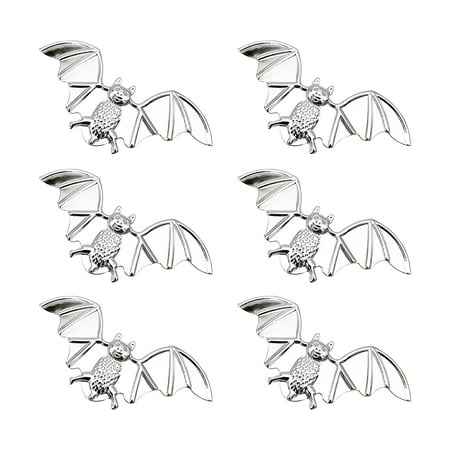 

Farfi 6Pcs/Set Exquisite Napkin Ring Creative Alloy All Match Bat Shape Napkin Holder for Home (Silver)
