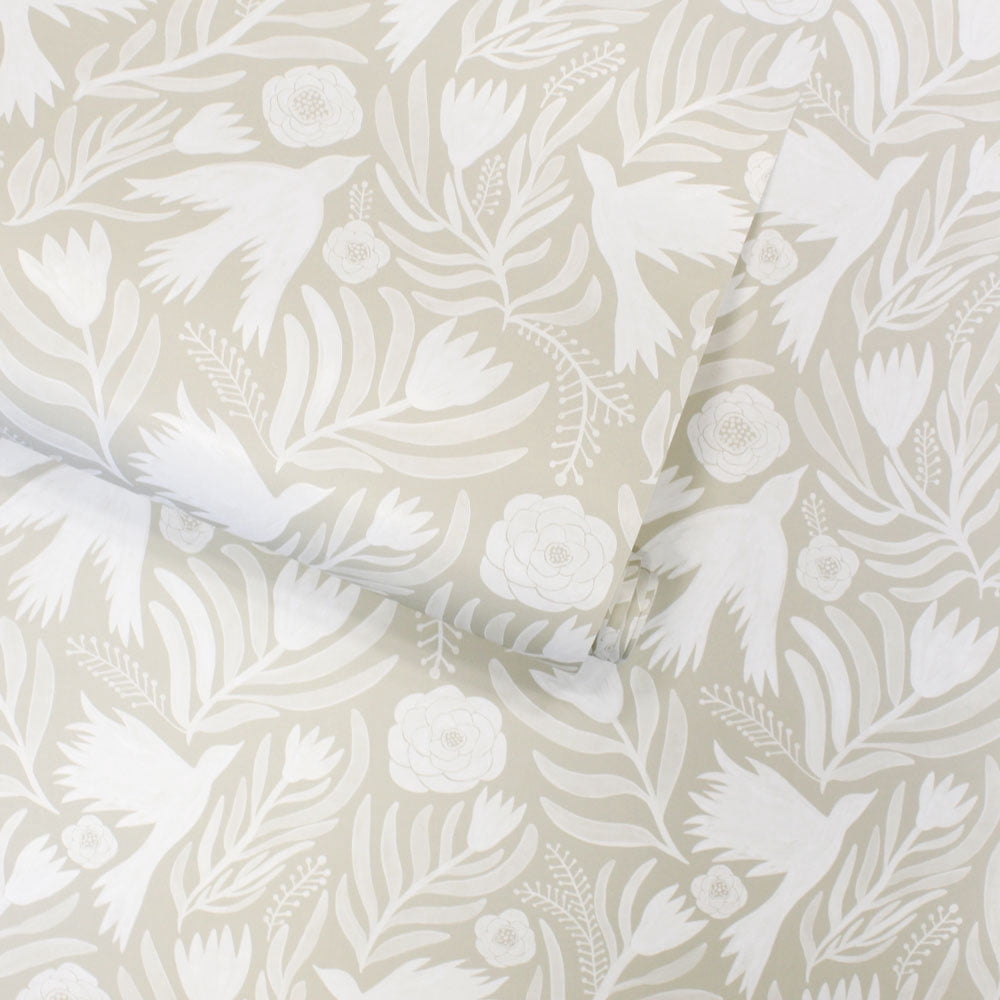 Tempaper Otomi Dove Ivory Peel and Stick Wallpaper, 20.5" x 16.5'