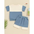 thumbnail image 5 of FEORJGP Toddler Baby Boys Casual Shorts Set 0-3Y Infant Short Sleeve T-shirt Crew Neck Shirt Contrast Color Tops with Elastic Waist Shorts Newborn Loose Summer Daily Outfit, 5 of 9