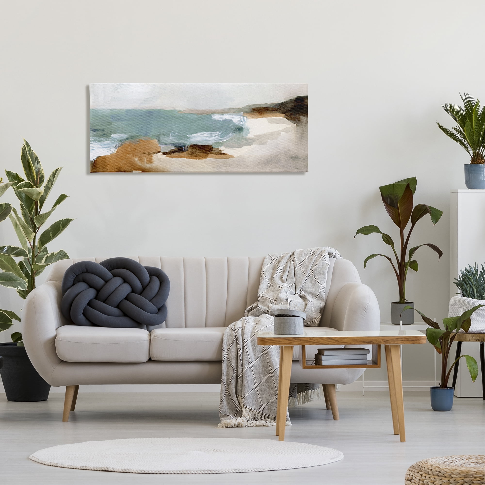 Stupell Industries Cloudy Grey Beach Landscape Abstraction Crashing Waves, 20 x 48, Designed by Victoria Barnes