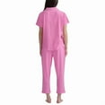 thumbnail image 5 of Karen Neuburger Women's Notch Collar 2-Piece Slim Leg Pajama Set, Pink, XX-Large, 5 of 5
