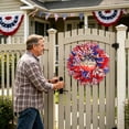 thumbnail image 5 of Patriotic 4th of July Wreath for Front Door Red White Blue Independence Day Memorial Day Summer Farmhouse Wall Door Decoration(A,One Size), 5 of 5