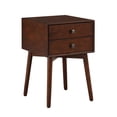thumbnail image 2 of Leptis Mid-Century 2-Drawer Solid Wood Side Table, Espresso, 2 of 8