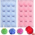 thumbnail image 1 of moldes de silicona para flores, 15 cavidades, moldes de silicona de flores pequeñas, forma de rosa antiadherente, para el día de San Valentín, para gelatina, mini jabón, tarta, mousse, 1 of 3