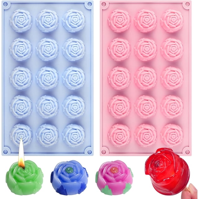 moldes de silicona para flores, 15 cavidades, moldes de silicona de flores pequeñas, forma de rosa antiadherente, para el día de San Valentín, para gelatina, mini jabón, tarta, mousse
