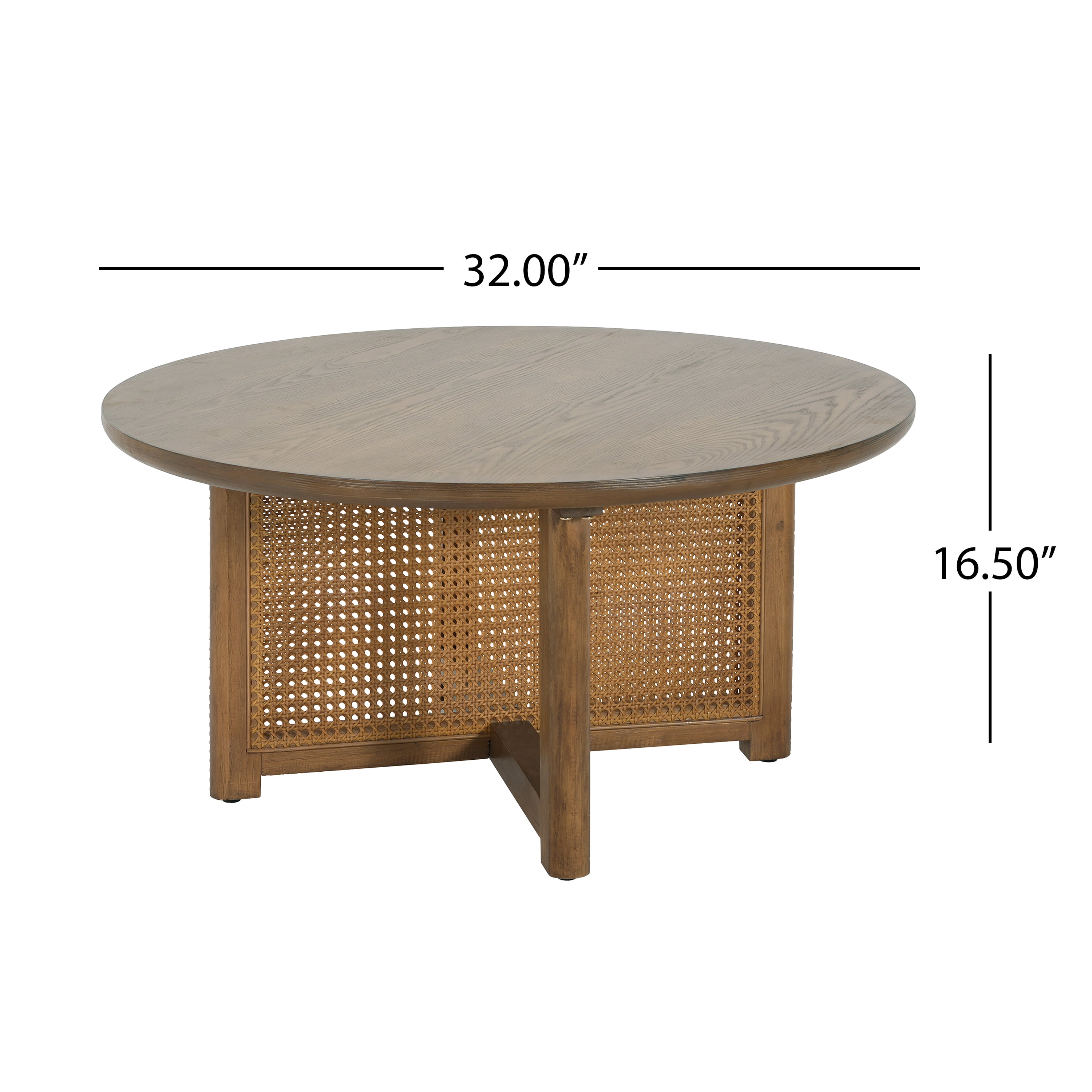 Euroco 32inch Round Dining Table for 4,Rattan Woven Wood Kitchen Table for Kitchen Living Room,Dining Room,Natural