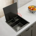 thumbnail image 3 of Hidden Kitchen Sink, Single Bowl Sink, Stainless Steel Sink w/ Folding + Faucet, 3 of 15