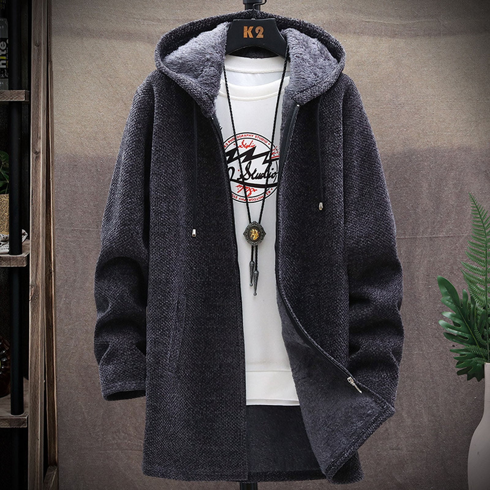 Veste a Manteau Long pour Hommes a Capuche Hiver Casual Protection contre le Froid Walmart