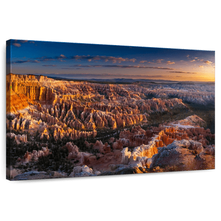 Elephant Stock Bryce Canyon At Dawn Wall Art - Horizontal Canvas Wall Art - Living Room Wall Decor - Nature Canvas - Teal And Brown Decor - 36 x 24