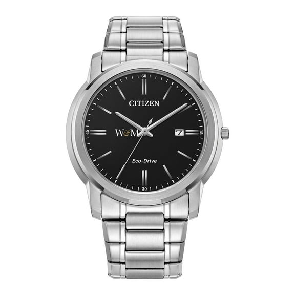 Men's Citizen Watch Silver William & Mary Tribe Eco-Drive Black Dial Stainless Steel Watch