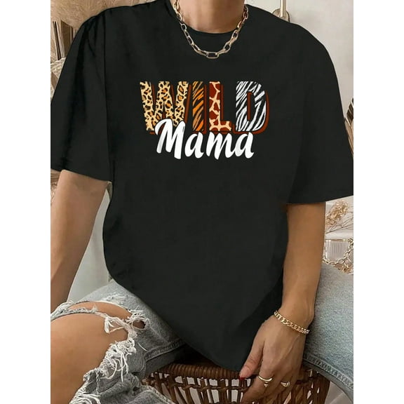 Wild Mama Mom Born Two Be Wild Jungle Animal Zoo T-Shirt