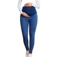 thumbnail image 2 of qelini Plus Size Maternity Jeans Stretchy for Women High Waist Belly Support Pants Pockets Elastic Full Length Pants, 2 of 7