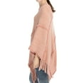 thumbnail image 2 of SWSMCLT Women's Knit Sweater PonchoCrochet Ponchos and Wraps Soft Winter Warm Blanket Wrap Shawl Pashmina Cape Sweater Casual Tassel Fringe Pink One Size, 2 of 3
