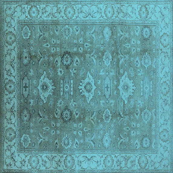 Ahgly Company Indoor Square Oriental Light Blue Traditional Area Rugs, 6' Square