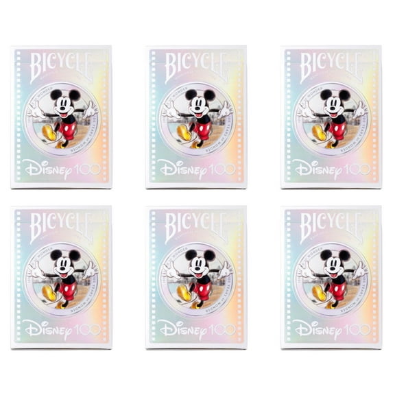 Bicycle Disney 100 Year Anniversary Playing Cards - Features 20  Iconic Disney Characters - Pack of 6 Decks
