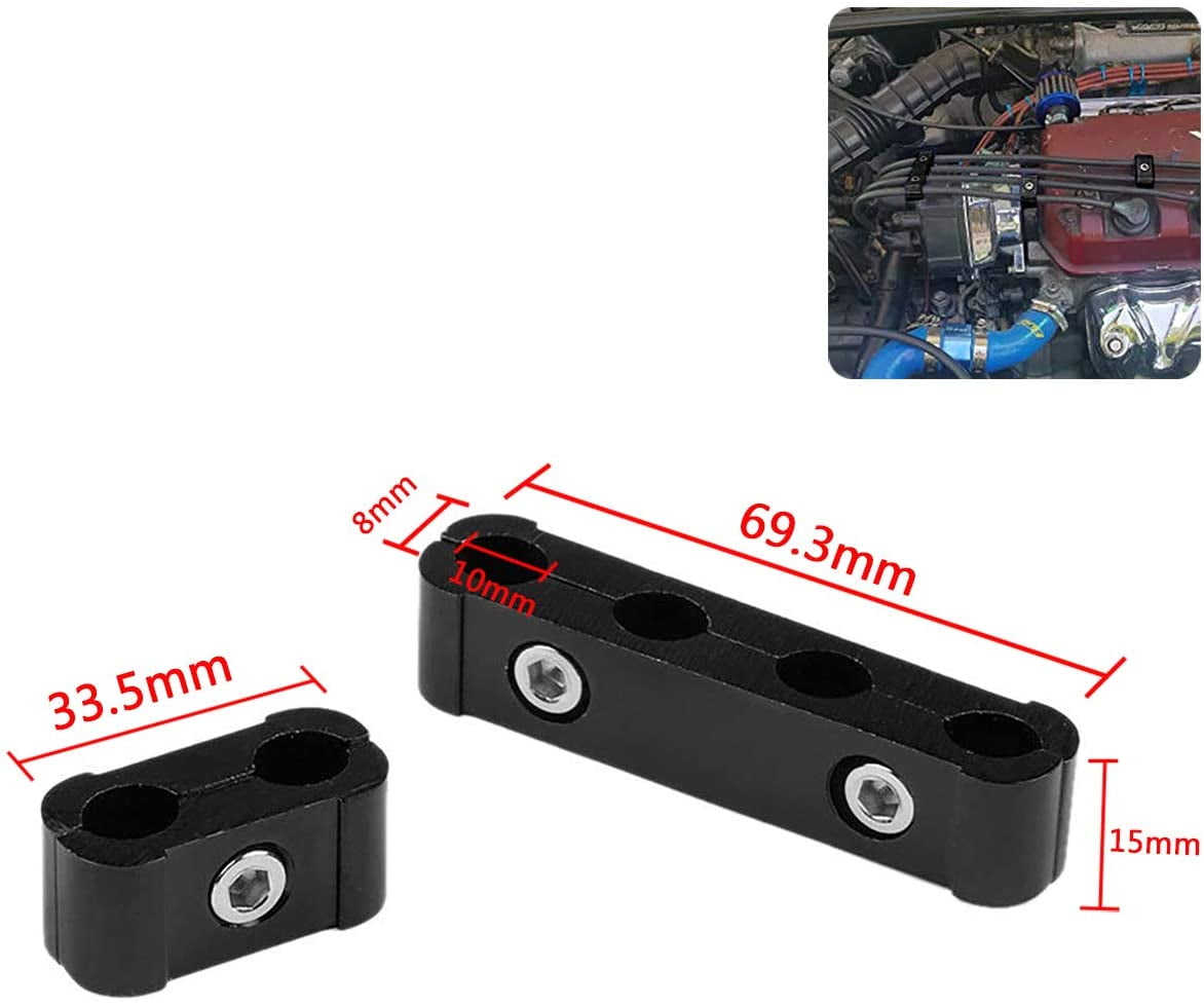 Black DEDC 6 Pack Aluminum Engine Spark Plug Wire Separator Divider Clamp Kit for 8mm 9mm 10mm