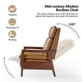 thumbnail image 2 of Manual Leather Recliner Chairs Push Back with Wooden Arms Set of 2 for Adults Living Room Camel, 2 of 9