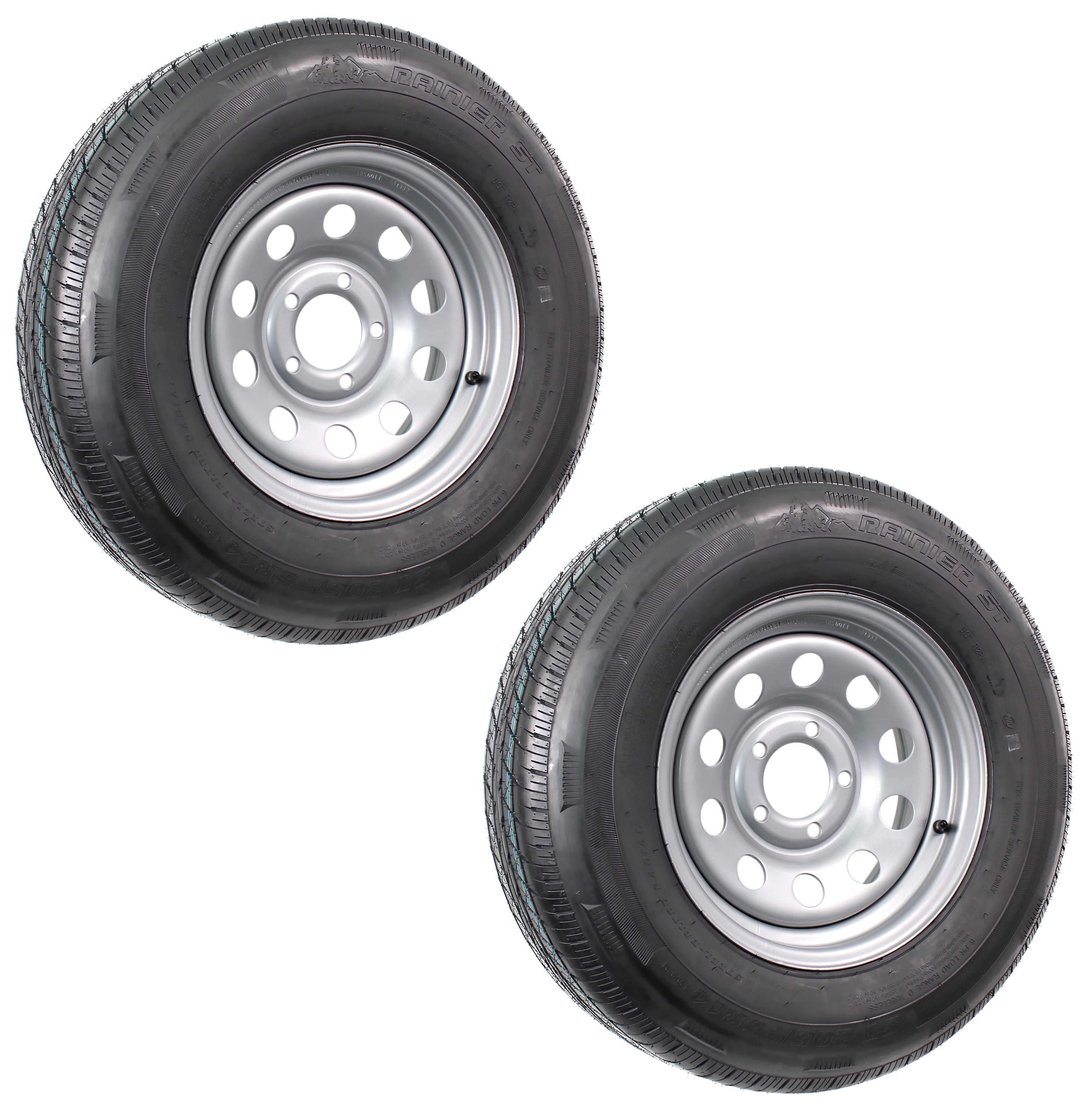 Radial Trailer Tire and Rim ST205/75R14 14X5.5 5-4.5 Modular Wheel Chrome 