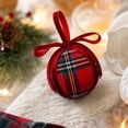 thumbnail image 4 of Ratfeit Plaid Christmas Ball Ornaments, Tartan Fabric Wrapped Hanging Baubles With Velvet Ribbon Bow for Holiday Tree, Wreath, Winter Party Decor, Red, 4 of 7