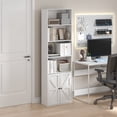 thumbnail image 2 of Furinno JENSEN 6-Tier Farmhouse Bookcase with Display Shelves and Doors, 9.2 x 21.6 x 71.2 Inches, Plain White, 2 of 5