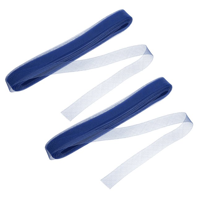 Unique Bargains 50 Yards 1 Pouce Large Polyester Tresse de Cheveux, 2 Rouleaux Tresse de Cheveux Rigide pour Couture, Bleu Foncé
