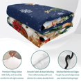 thumbnail image 4 of Quilts Full Size Bedding Set, Navy Blue Christmas Lightweight Quilted Comforter, Snowman Elk Xmas Tree Snowflake Soft Reversible Bedspread Coverlet with Pillow Covers for All Season, 78" x 90", 4 of 9