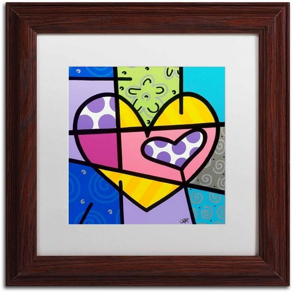 Trademark Fine Art 'Big Heart IV' Canvas Art by Roberto Rafael, White Matte, Wood Frame
