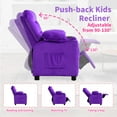 thumbnail image 5 of Wanan Kids Recliner Chair, Adjustable Velvet Lounge with Cup Holder, Footrest, Side Pockets, Purple, 5 of 9
