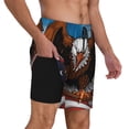 thumbnail image 2 of Yiaed Cartoon Bald Eagle USA Print Mens Swim Trunks Bathing Suit Compression Liner Beach Swim Shorts Swimwear Quick Dry Zipper Pocket No-Chafing Board Short-3X-Large, 2 of 6