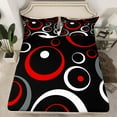 thumbnail image 2 of jejeloiu Geometric Circle Queen Sheet Sets,Modern Abstract Geometric Flat Sheet,Red White Black Queen Fitted Sheet For Children,Breathable Home Decor,4-Piece, 2 of 7