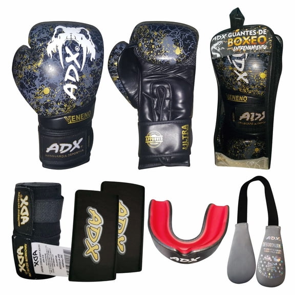Kit Guantes Para Box Adx Mod Veneno+ Complemento 14 Onzas