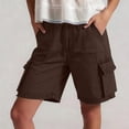 thumbnail image 2 of Tqcoqu Women's Casual Denim Cargo Hiking Shorts,Elastic Waist Knee Length with Multi Pockets,Brown Women's S-XXL, 2 of 9