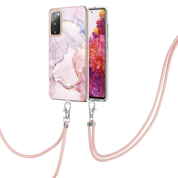 Galaxy S20 FE Case, Galaxy S20 Lite Case, Allytech Luxury Marble Rubber TPU Drop Protection Anti-scratch Lanyard Back Cover for Girls Women Case for Samsung Galaxy S20FE / S20 Lite, Pink