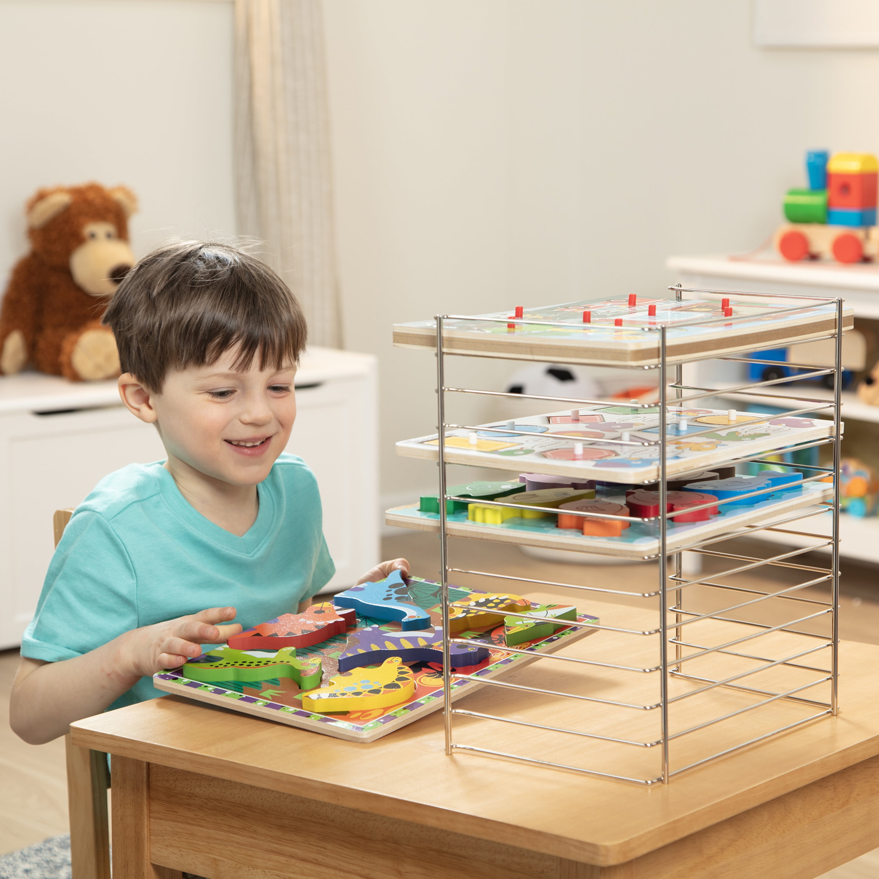 Melissa & Doug Multi-Fit Metal Wire Puzzle Rack 12 Inches Wide And