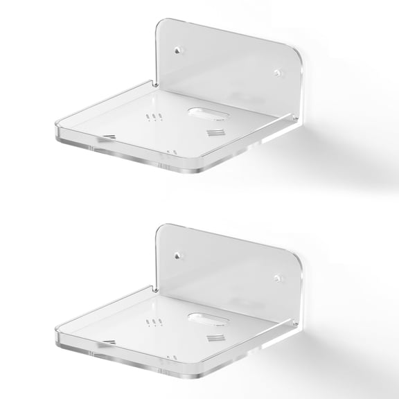 LIBOER Floating Shelves Wall Mounted, 4x4" Small Thick Clear Wall Shelves with Adhesive and Screws, Bathroom Organizer Wall Decor, 2 Pack