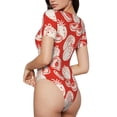 thumbnail image 3 of KLL Women 's Crew Neck Bodysuit Jumpsuits Tomatoes Print Short onesies Stretch T Shirts, 3 of 7