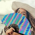 thumbnail image 6 of Fuebueo Decorative Folding Fans Under $10 Nylon-Cloth Vintage Retro Fabric Fans, Chinese Kung Fu Tai Chi Hand Fan for Men/Women, Festival, Dance, Gift, Performance, Decorations, 6 of 7