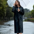 thumbnail image 2 of shqvo Women Long Raincoat Rain Jacket Coat Plus Size Lightweight for Work Hooded Full Zip up Waterproof Windbreaker, 2 of 7