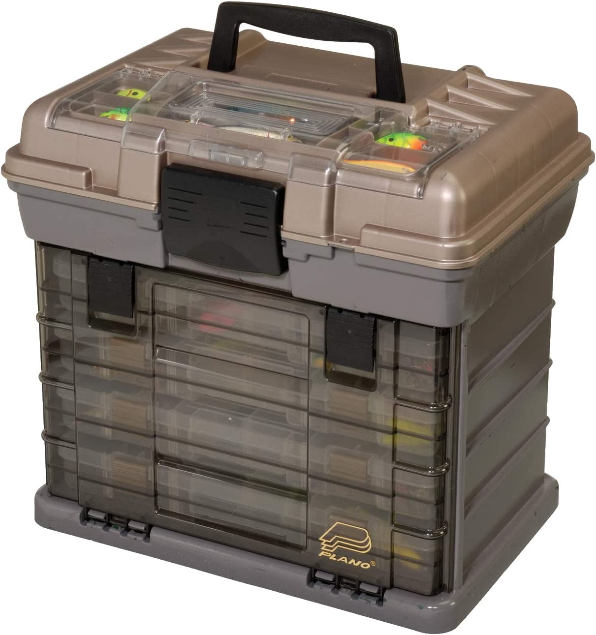 Plano Guide Series StowAway 4-By Rack System Tackle Box, Holds Four 3700 Utility Boxes, DuraView Clear Lid, Quick-Access Top Storage